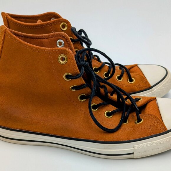 Converse Chuck Taylor All Star Cognac Brown Leather High-top Sneakers M8.5 W10.5 - Picture 5 of 16